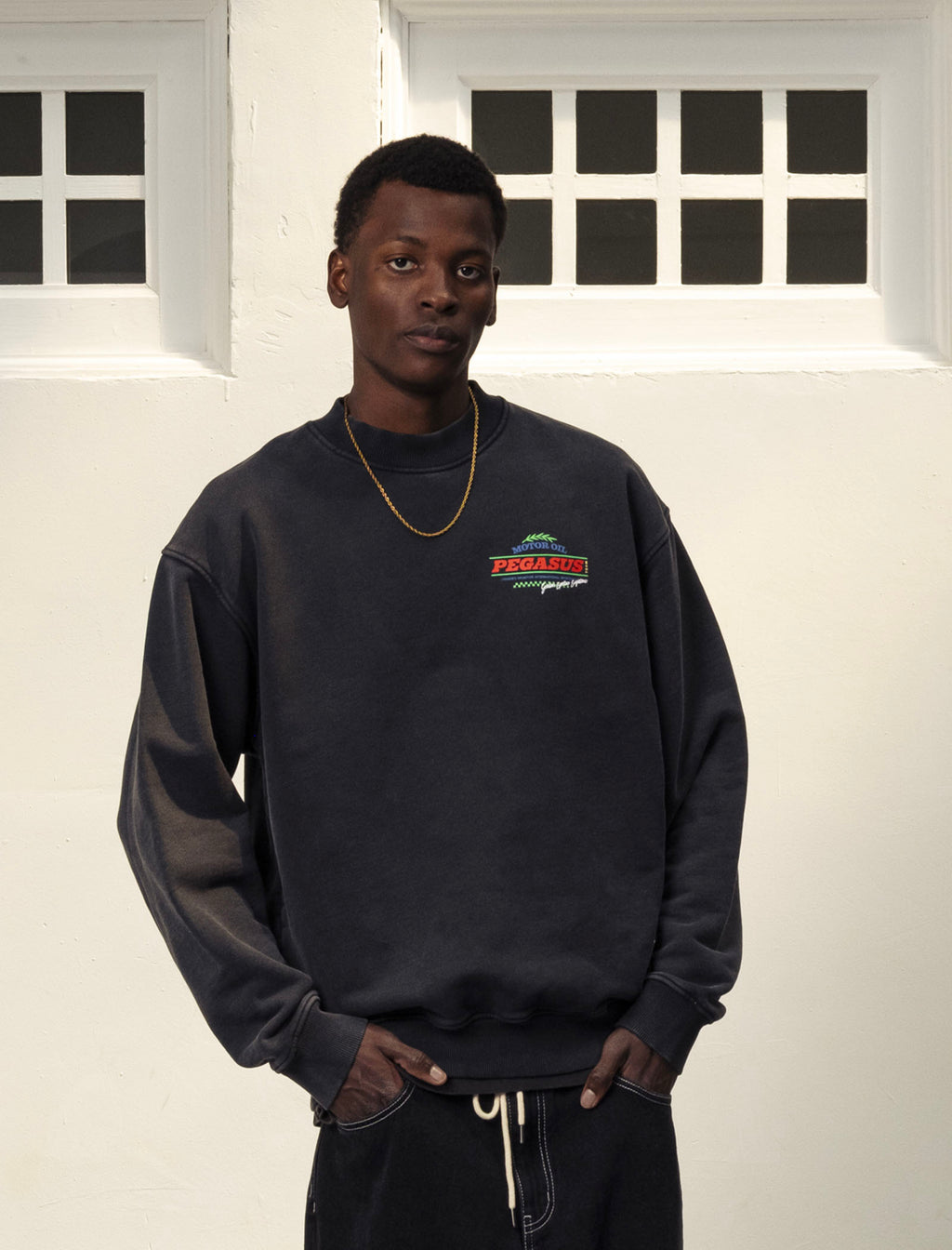 Motor Oil Black Crewneck
