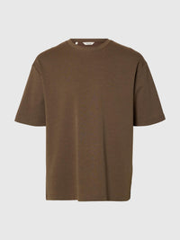 T-shirt Selected O-Neck marron, vue à plat