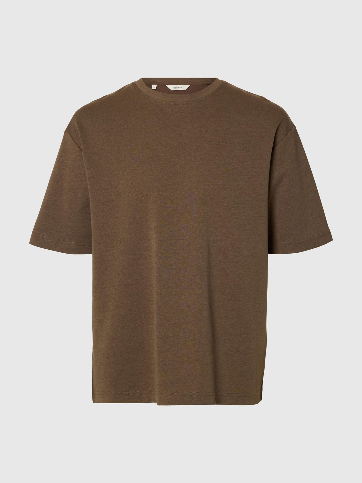 T-shirt Selected O-Neck marron, vue à plat