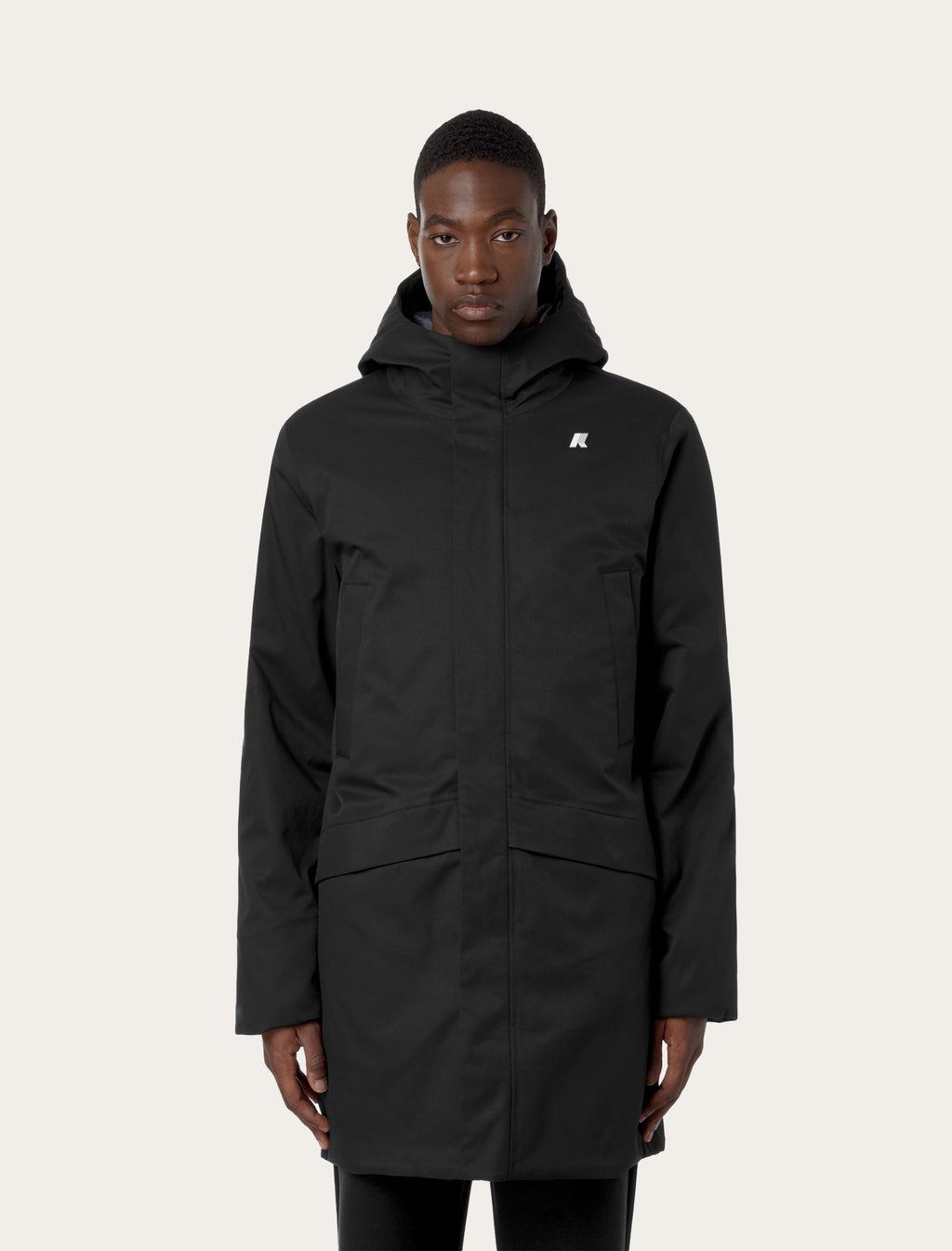 Parka K-Way Jarno Twill Marmotta noire portée par un homme