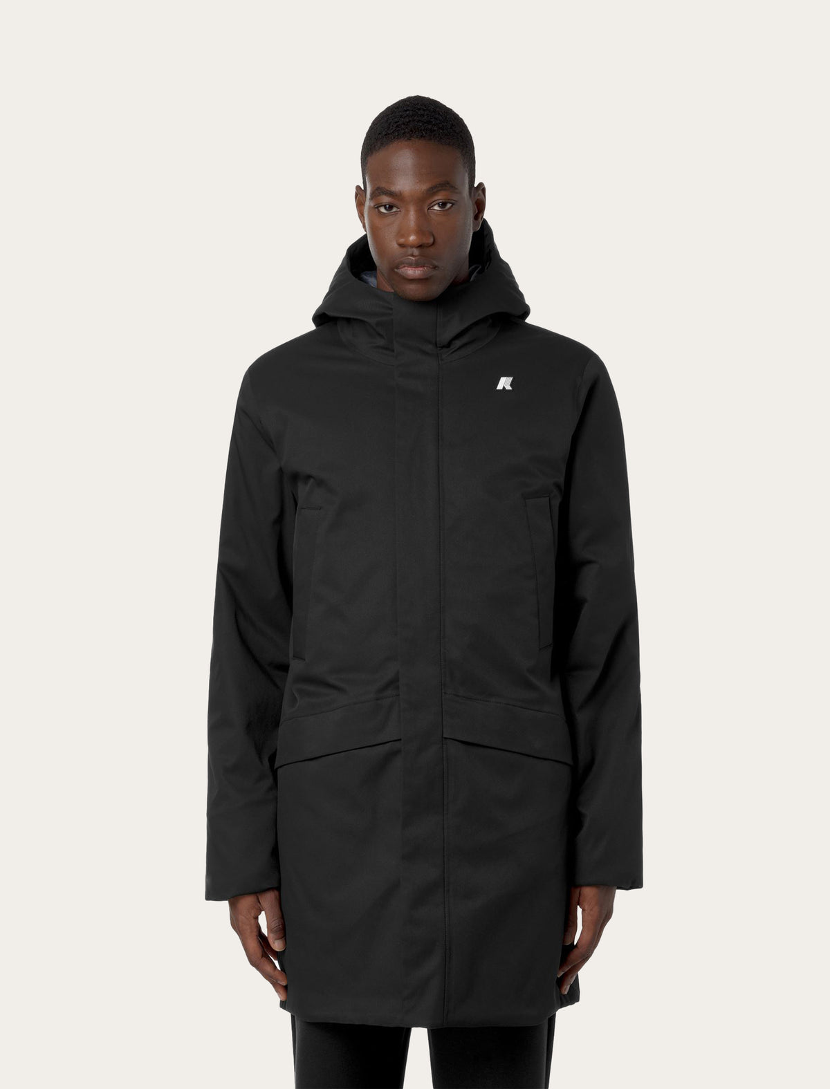 Parka K-Way Jarno Twill Marmotta noire portée par un homme