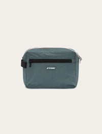 Trousse de toilette K-Way Demu vert — nylon imperméable, double zip et logo K-Way
