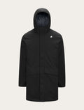 Parka longue K-Way Jarno Twill Marmotta noire — imperméable, poches plaquettes et capuche
