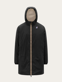 Parka longue K-Way Le Vrai 4.0 Eiffel East Orsetto noire — capuche doublée sherpa beige et zip tricolore