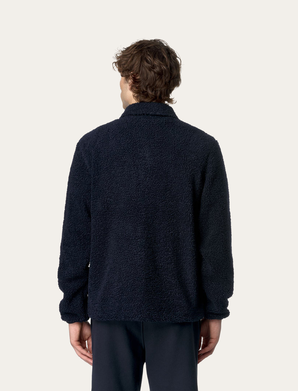 K-Way Cameron Sherpa Polar marine — matière bouclette et coupe droite