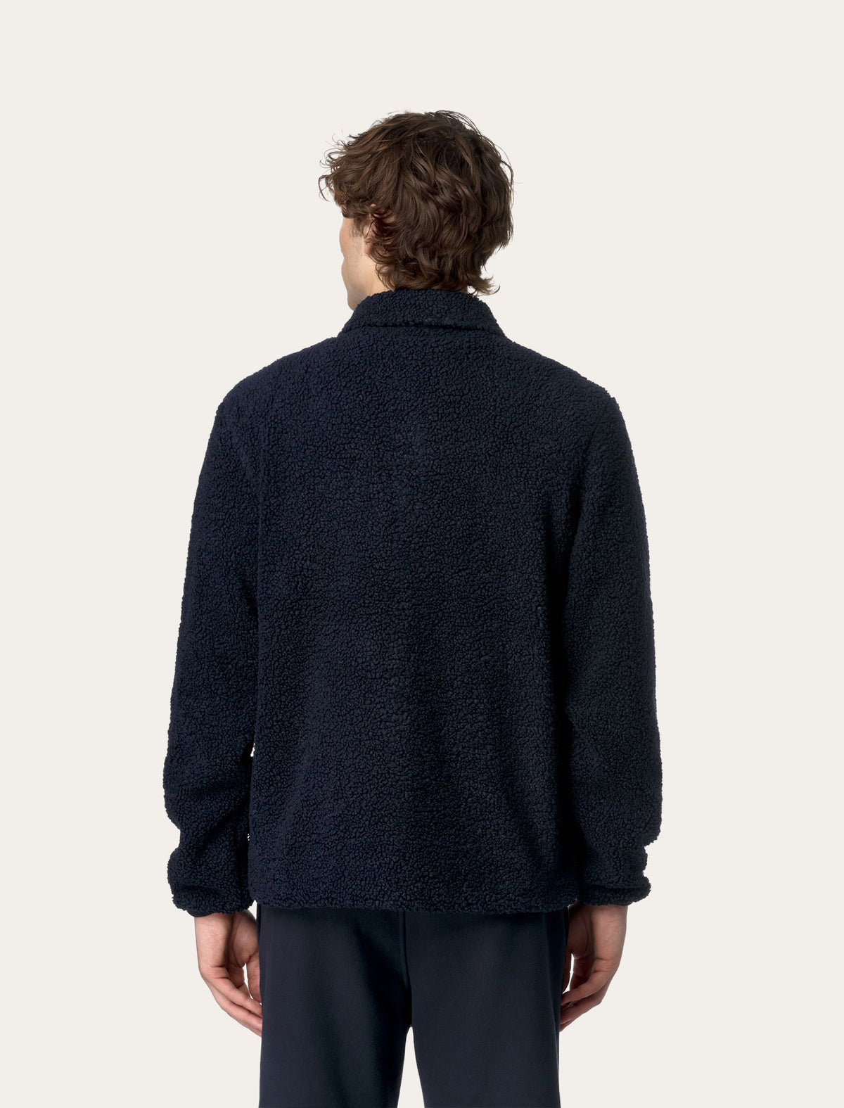 K-Way Cameron Sherpa Polar marine — matière bouclette et coupe droite