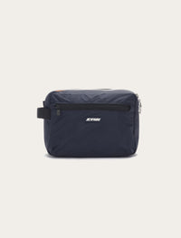 Trousse de toilette K-Way Demu marine — nylon imperméable, double zip et logo K-Way