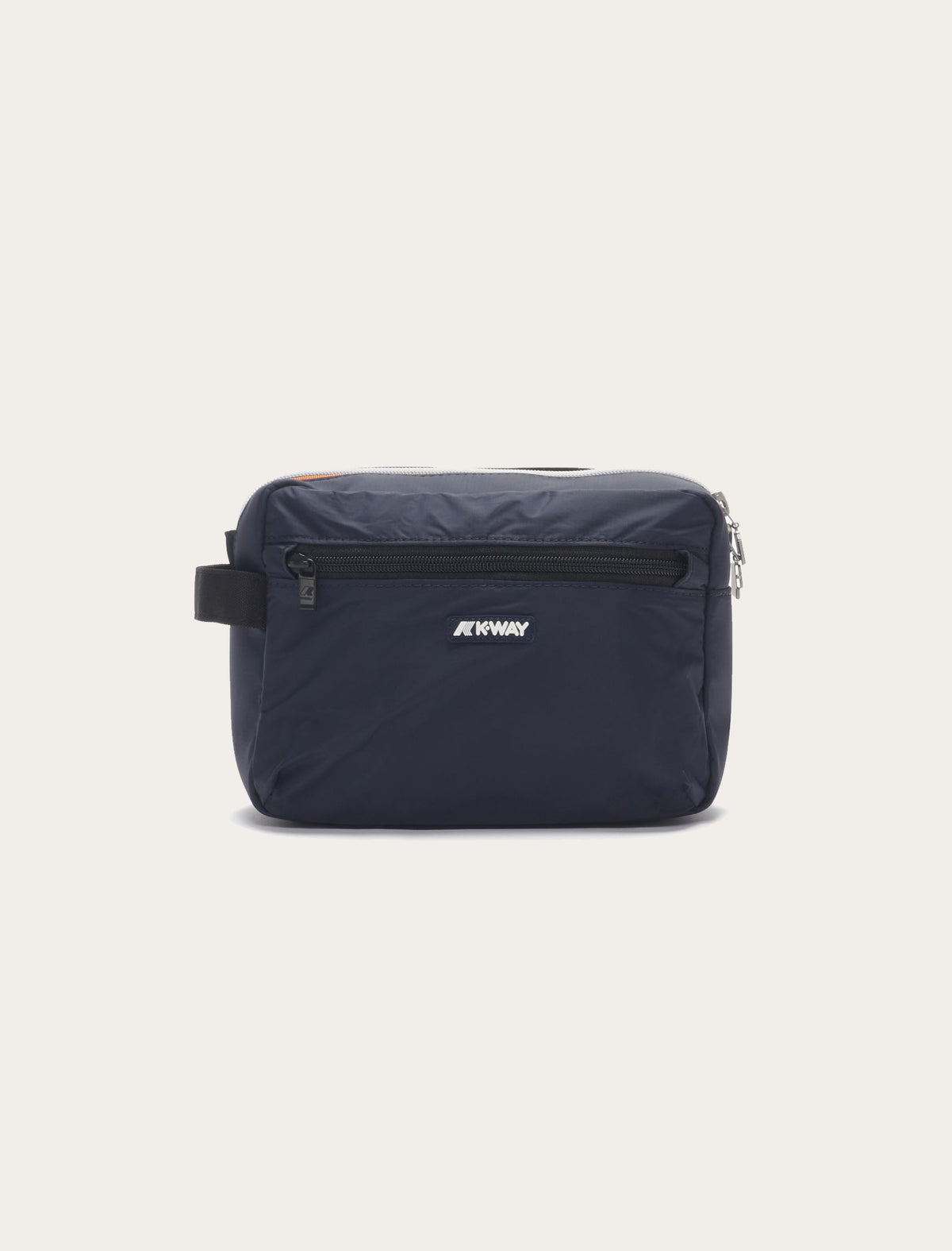 Trousse de toilette K-Way Demu marine — nylon imperméable, double zip et logo K-Way