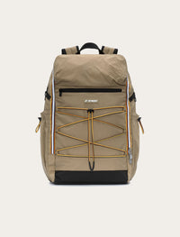 Sac à dos K-Way Monte Limar kaki — nylon imperméable, sangles élastiques et bandes tricolores