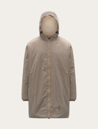 Parka longue K-Way Le Vrai 4.0 Eiffel East Orsetto taupe — capuche doublée sherpa et zip tricolore